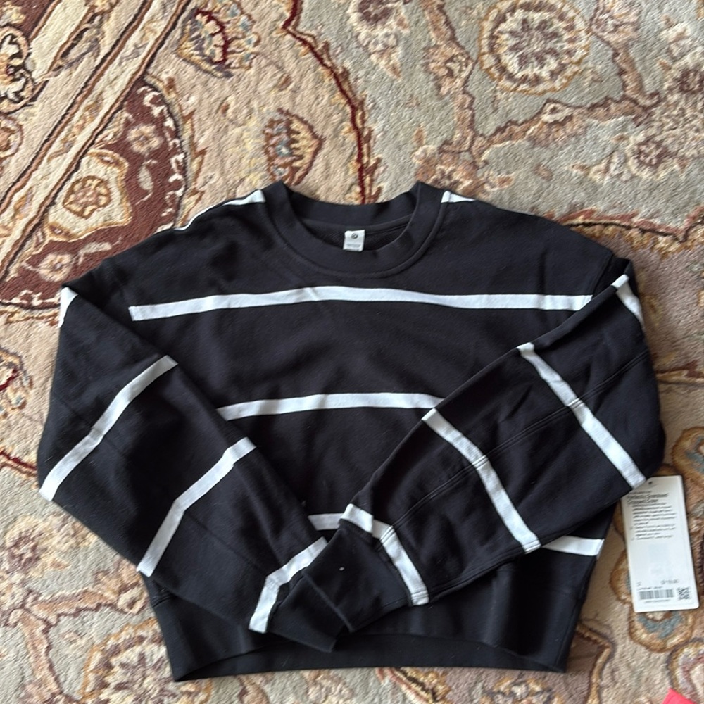 Lululemon Black and White Striped Sweatshirt